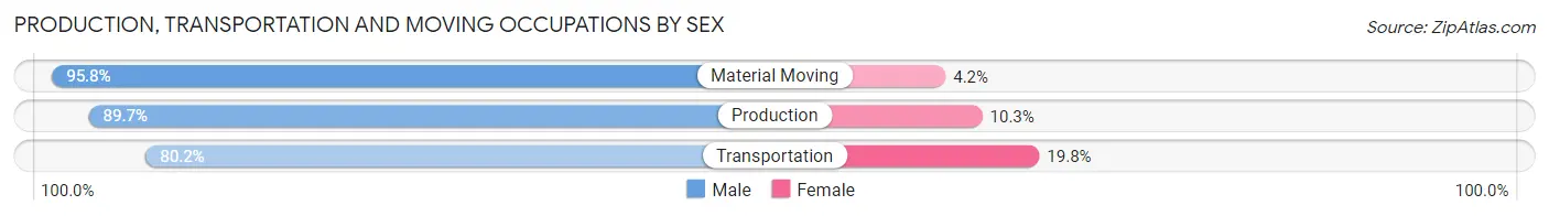 Production, Transportation and Moving Occupations by Sex in Indiana borough