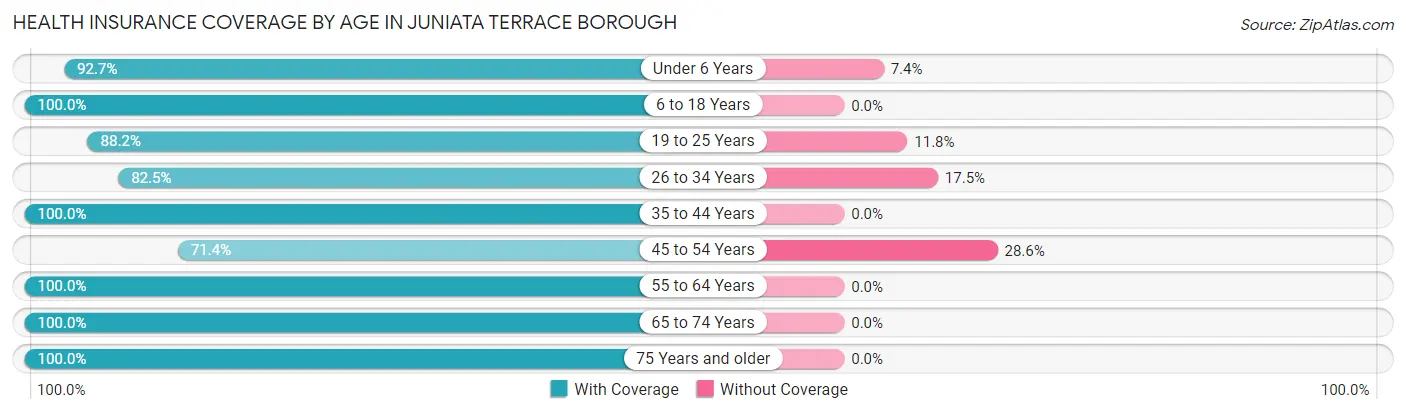 Health Insurance Coverage by Age in Juniata Terrace borough