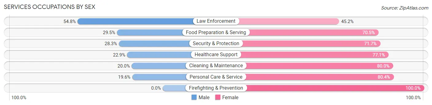 Services Occupations by Sex in Kane borough