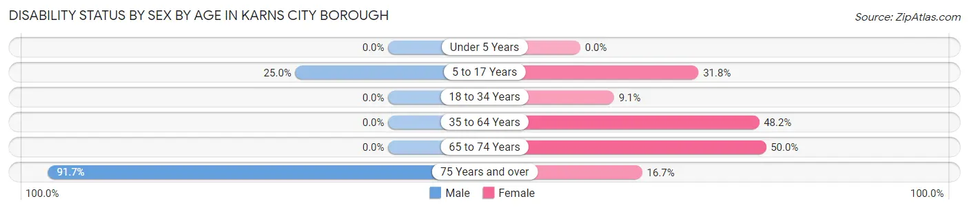 Disability Status by Sex by Age in Karns City borough