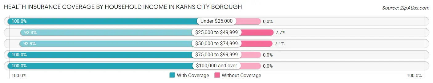 Health Insurance Coverage by Household Income in Karns City borough