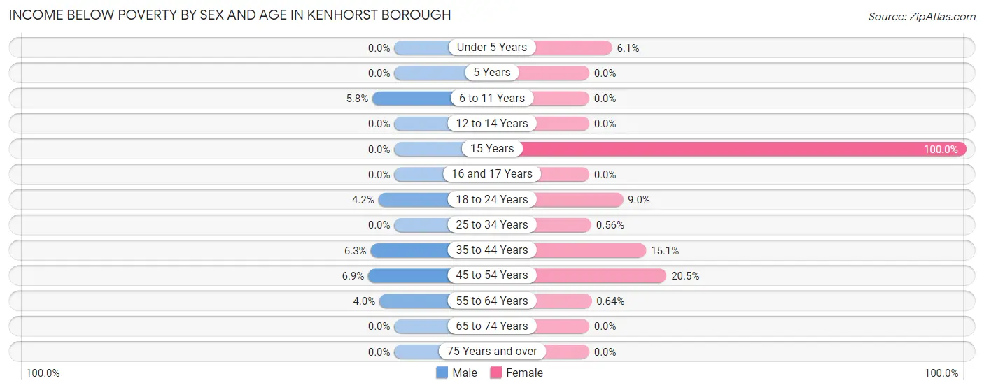 Income Below Poverty by Sex and Age in Kenhorst borough