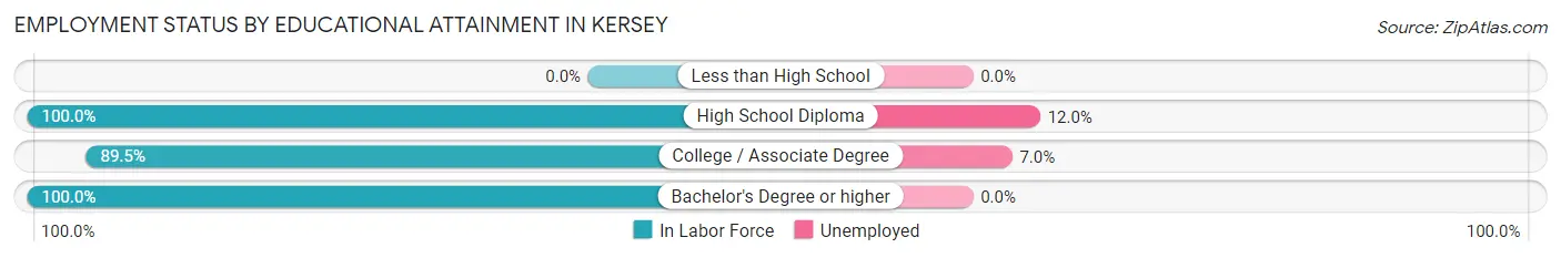 Employment Status by Educational Attainment in Kersey
