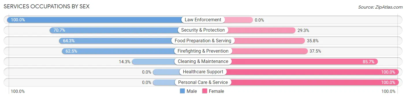 Services Occupations by Sex in Kittanning borough