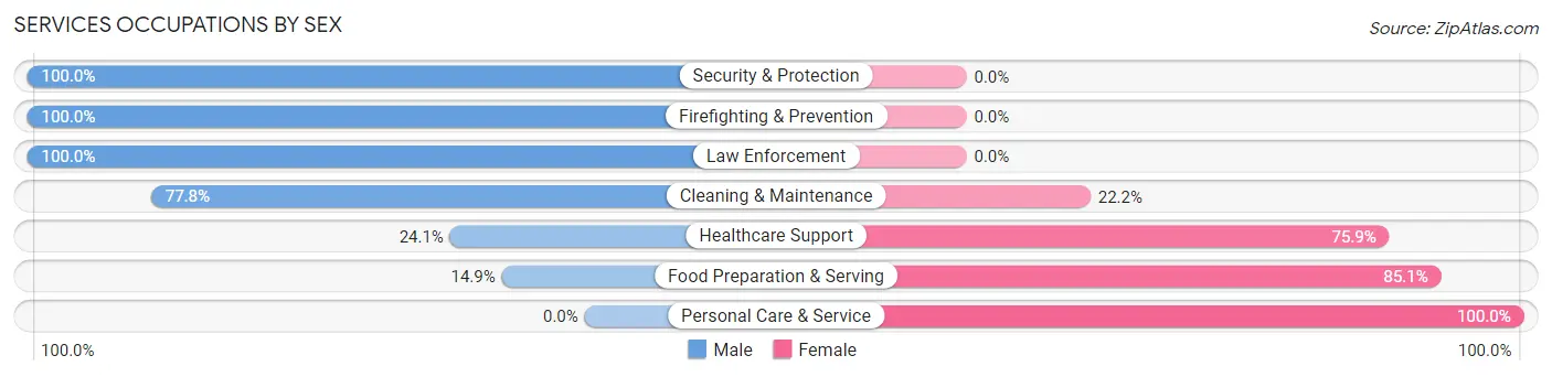 Services Occupations by Sex in Lake Heritage