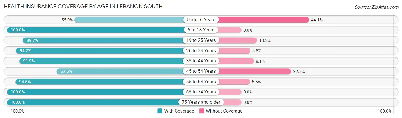 Health Insurance Coverage by Age in Lebanon South