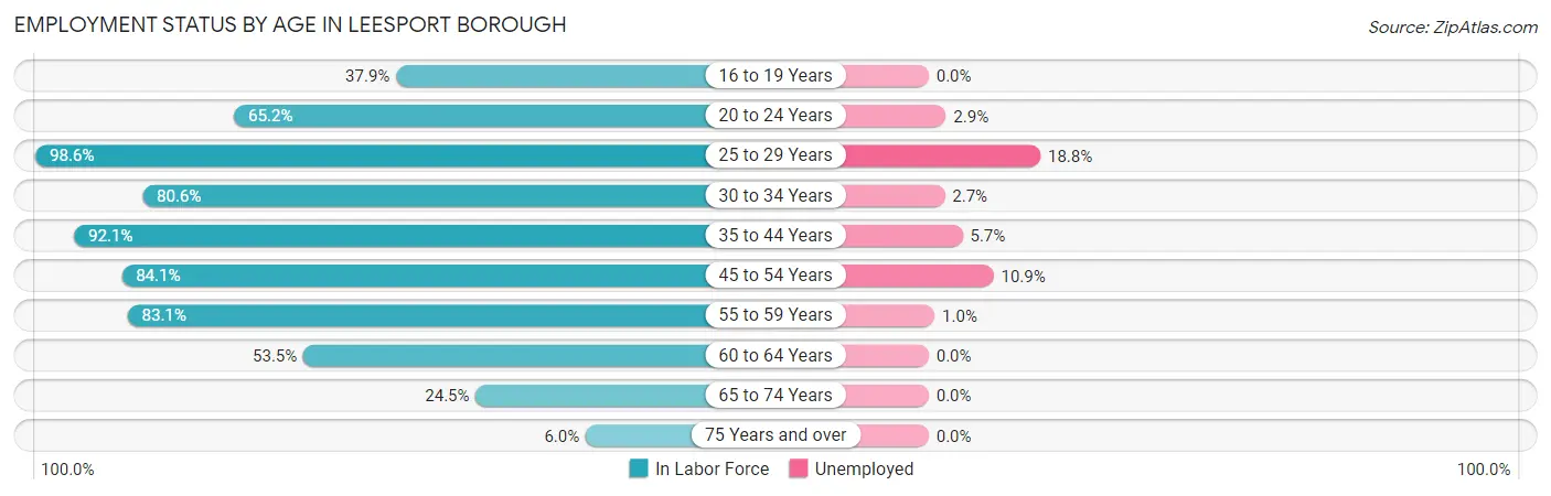 Employment Status by Age in Leesport borough