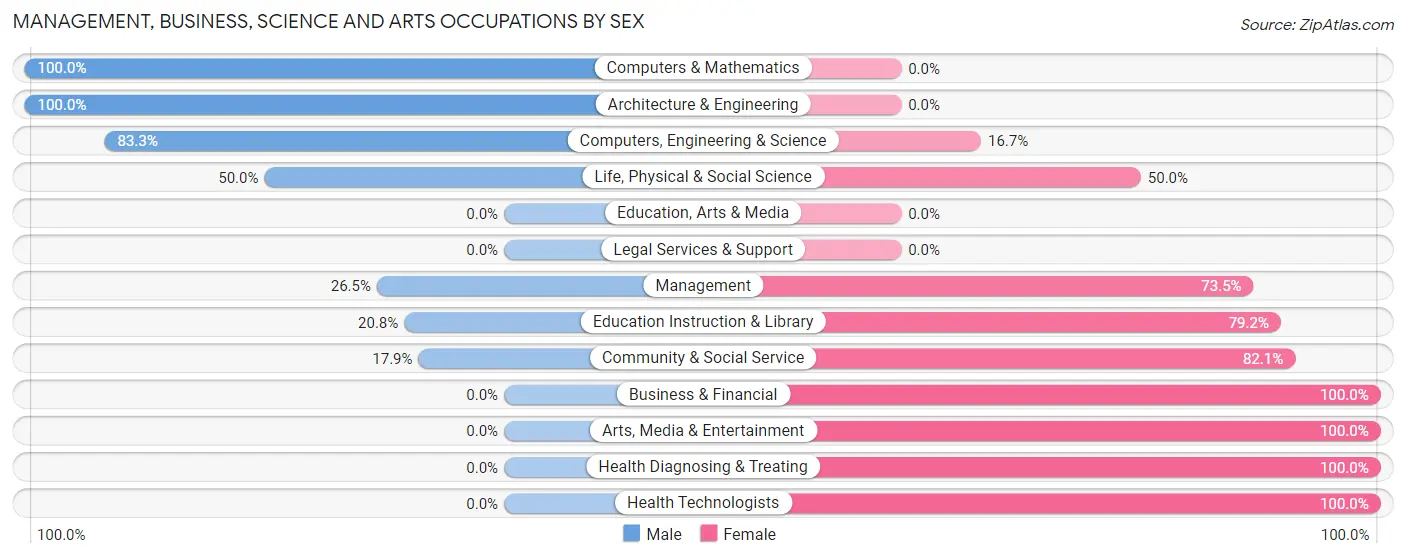 Management, Business, Science and Arts Occupations by Sex in Lewis Run borough