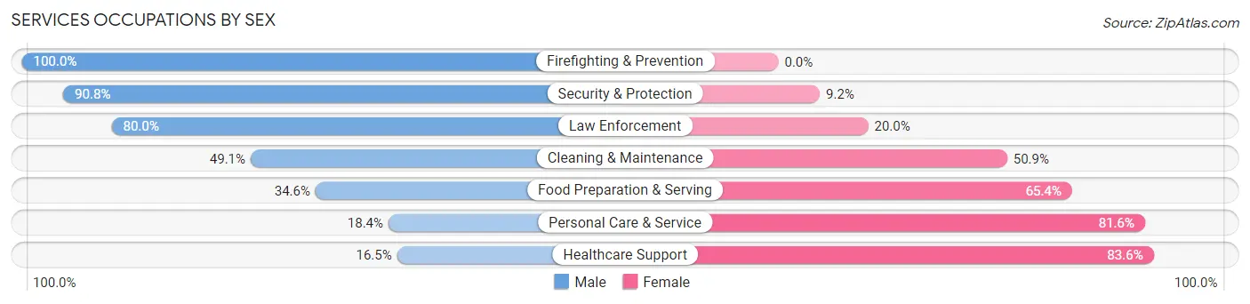 Services Occupations by Sex in Lewistown borough