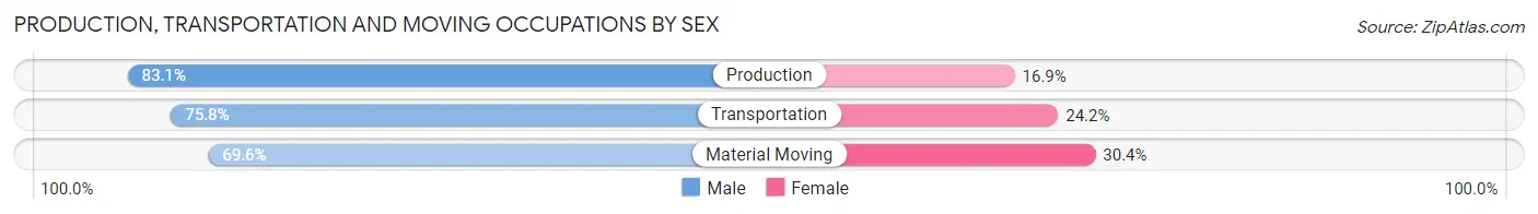 Production, Transportation and Moving Occupations by Sex in Lititz borough