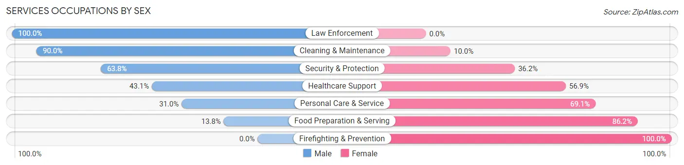 Services Occupations by Sex in Lititz borough