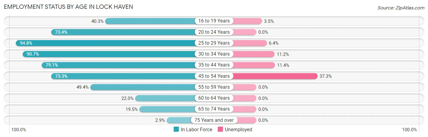 Employment Status by Age in Lock Haven