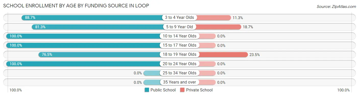 School Enrollment by Age by Funding Source in Loop