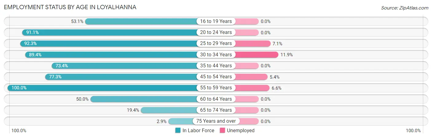 Employment Status by Age in Loyalhanna