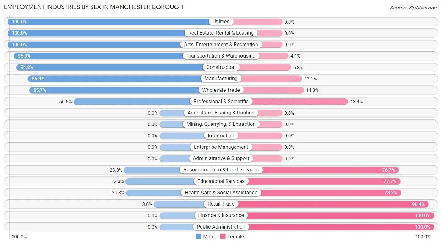 Employment Industries by Sex in Manchester borough