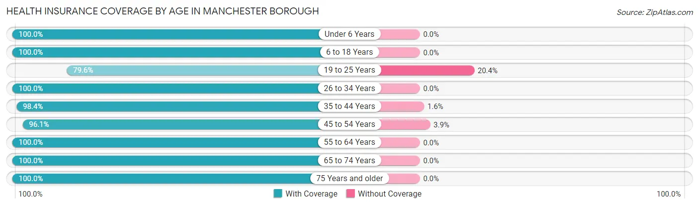 Health Insurance Coverage by Age in Manchester borough