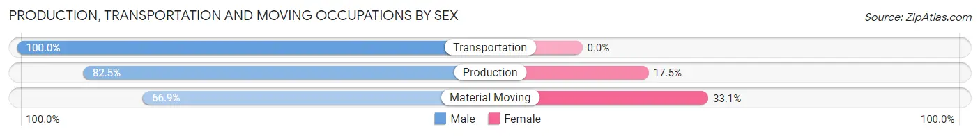 Production, Transportation and Moving Occupations by Sex in Manchester borough