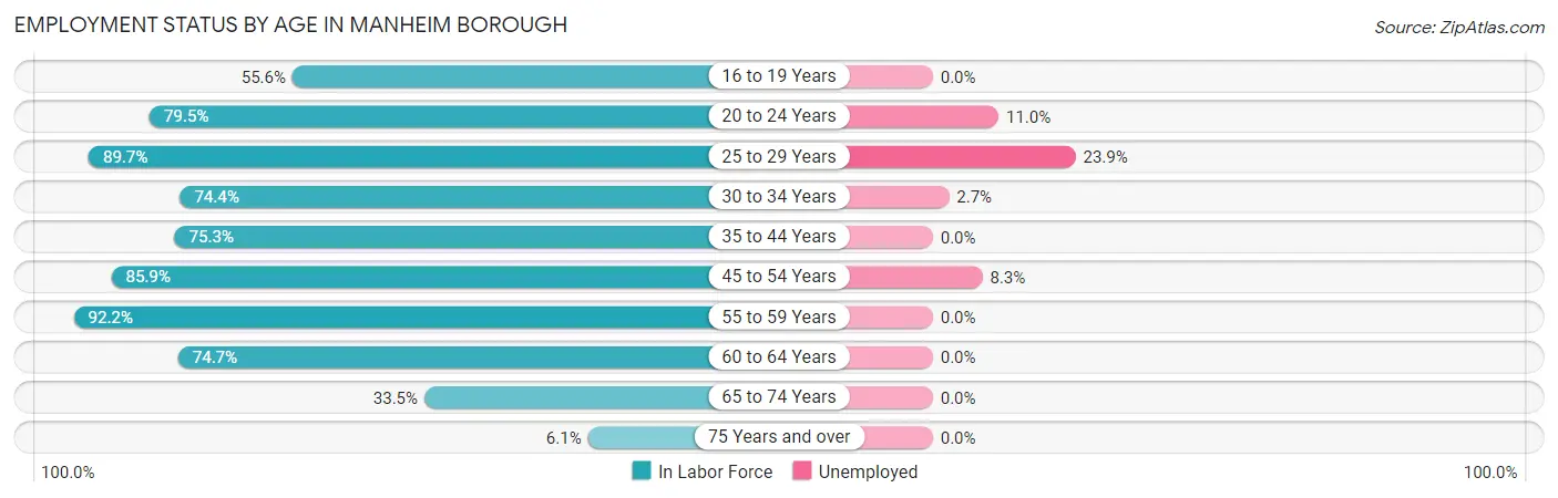Employment Status by Age in Manheim borough