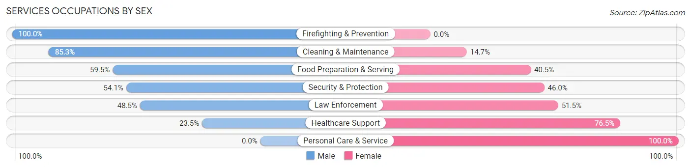 Services Occupations by Sex in Marietta borough