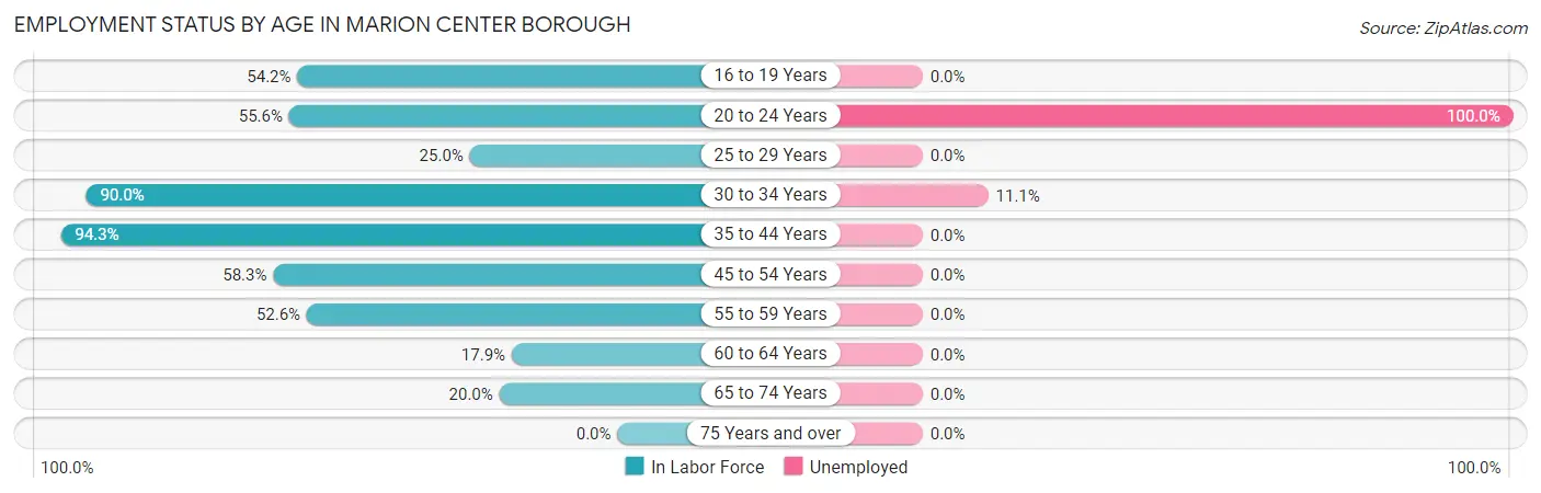Employment Status by Age in Marion Center borough