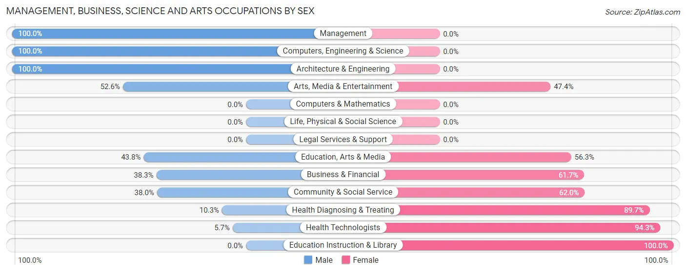 Management, Business, Science and Arts Occupations by Sex in Martinsburg borough