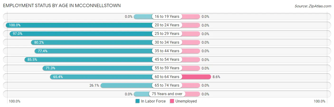 Employment Status by Age in McConnellstown