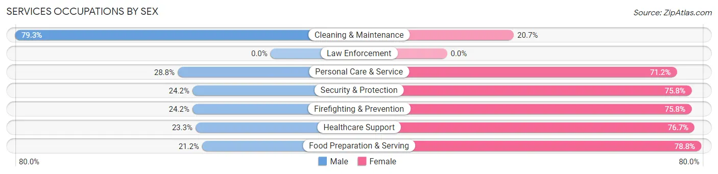 Services Occupations by Sex in Meadville