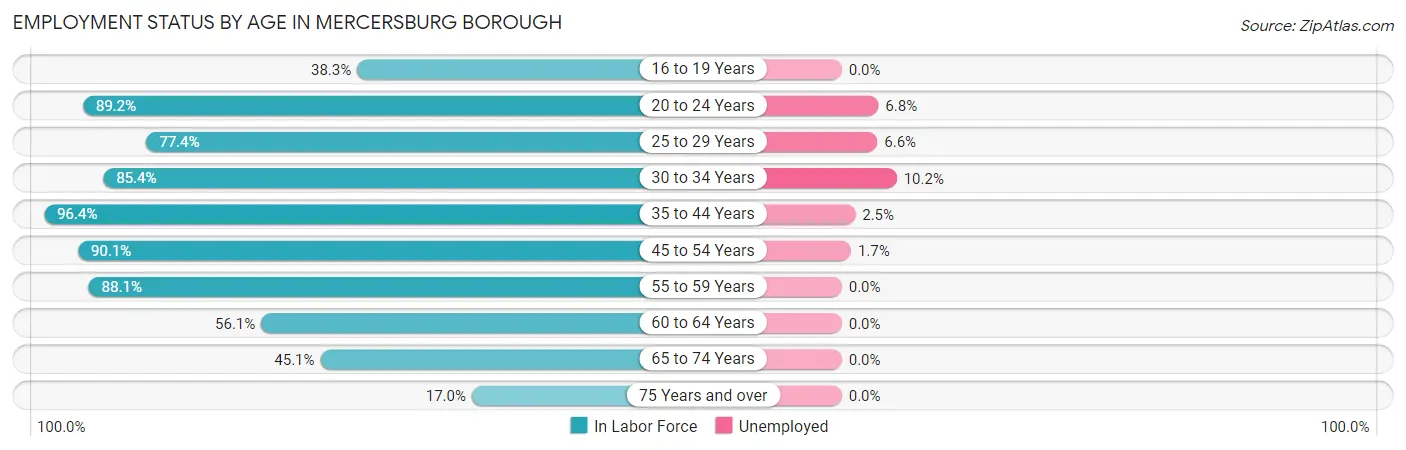 Employment Status by Age in Mercersburg borough