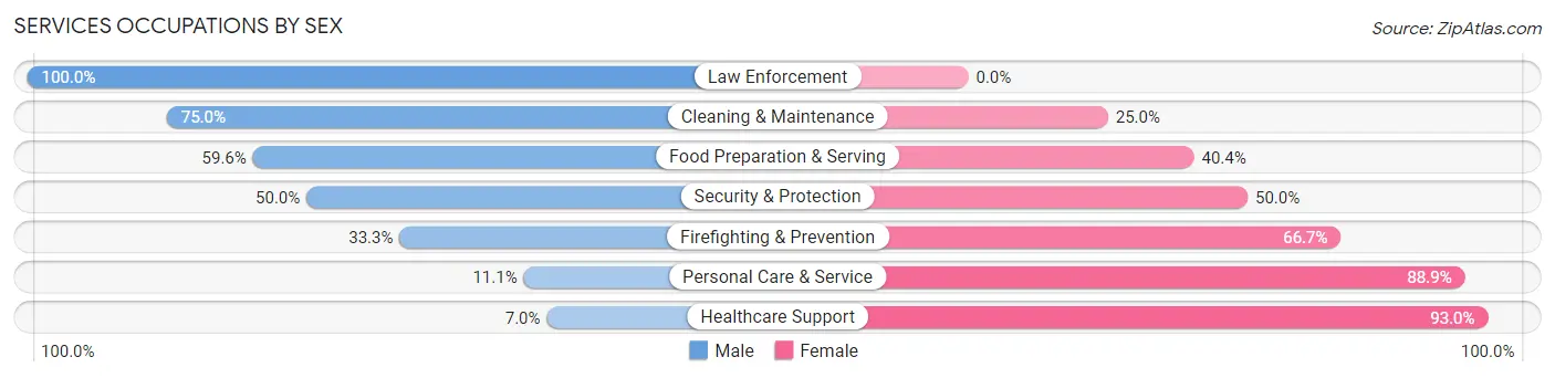 Services Occupations by Sex in Mercersburg borough