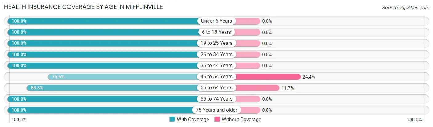 Health Insurance Coverage by Age in Mifflinville