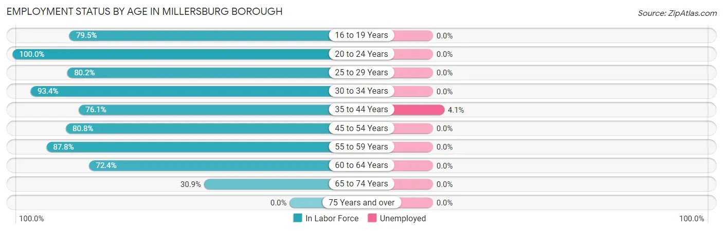Employment Status by Age in Millersburg borough