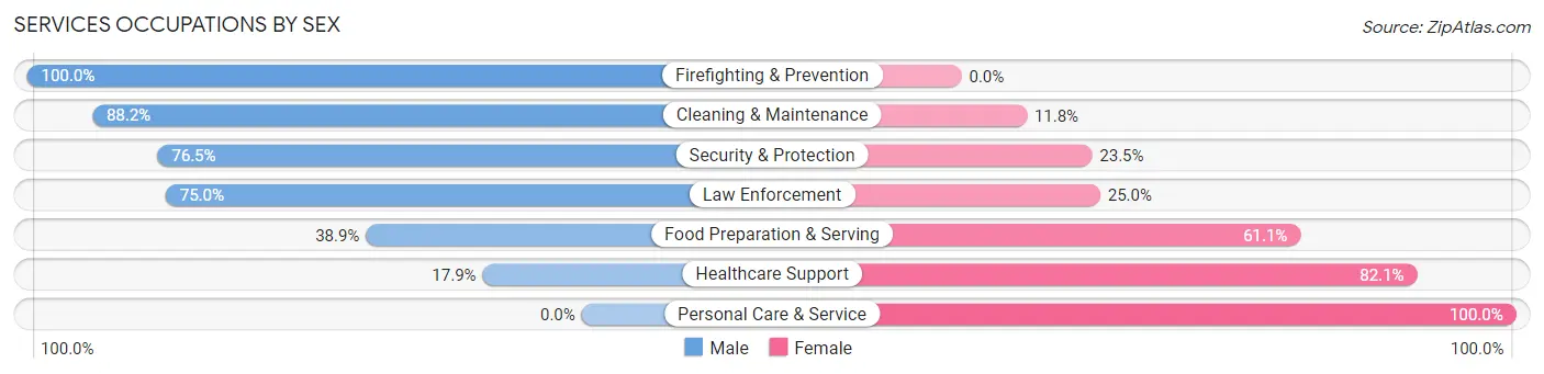 Services Occupations by Sex in Montgomery borough