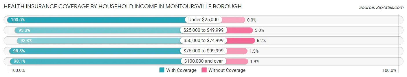 Health Insurance Coverage by Household Income in Montoursville borough
