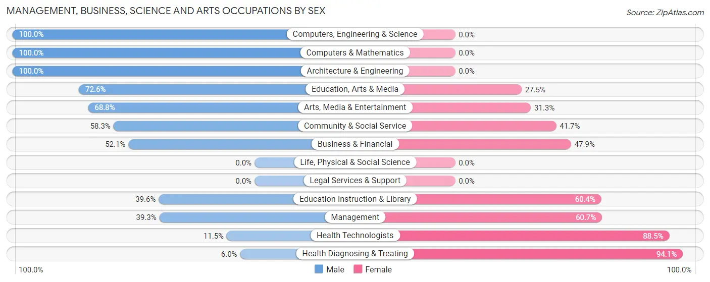 Management, Business, Science and Arts Occupations by Sex in Mount Carmel borough