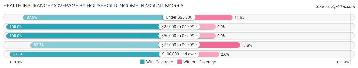Health Insurance Coverage by Household Income in Mount Morris