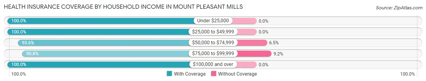 Health Insurance Coverage by Household Income in Mount Pleasant Mills