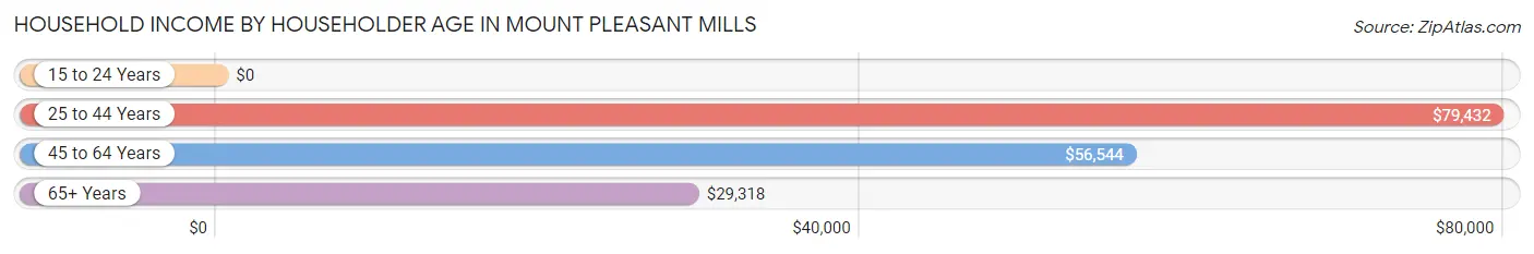Household Income by Householder Age in Mount Pleasant Mills