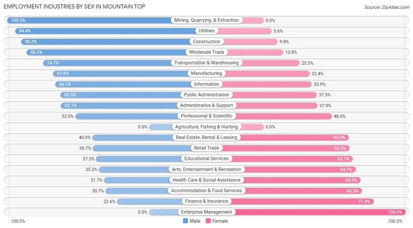 Employment Industries by Sex in Mountain Top