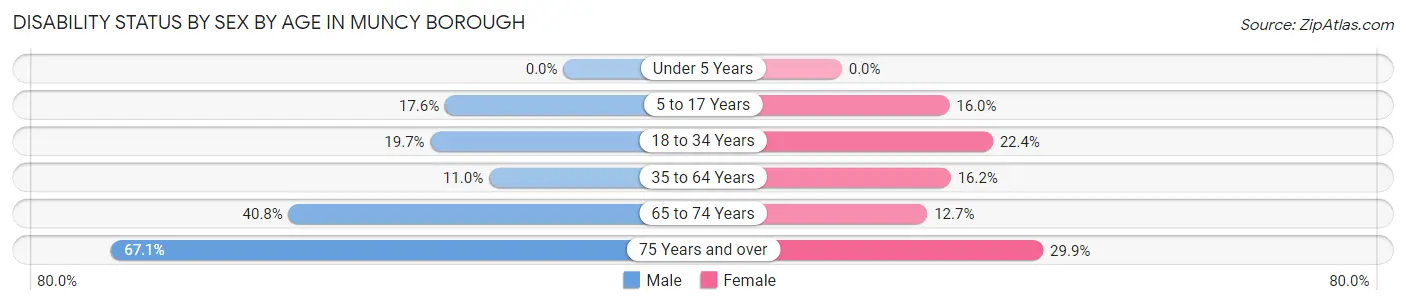 Disability Status by Sex by Age in Muncy borough