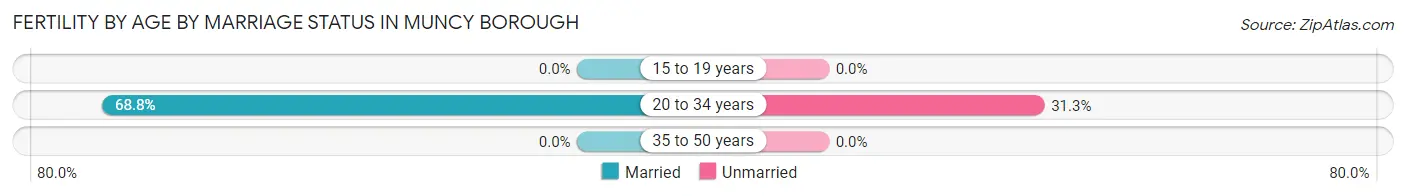 Female Fertility by Age by Marriage Status in Muncy borough