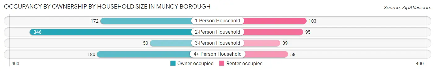 Occupancy by Ownership by Household Size in Muncy borough