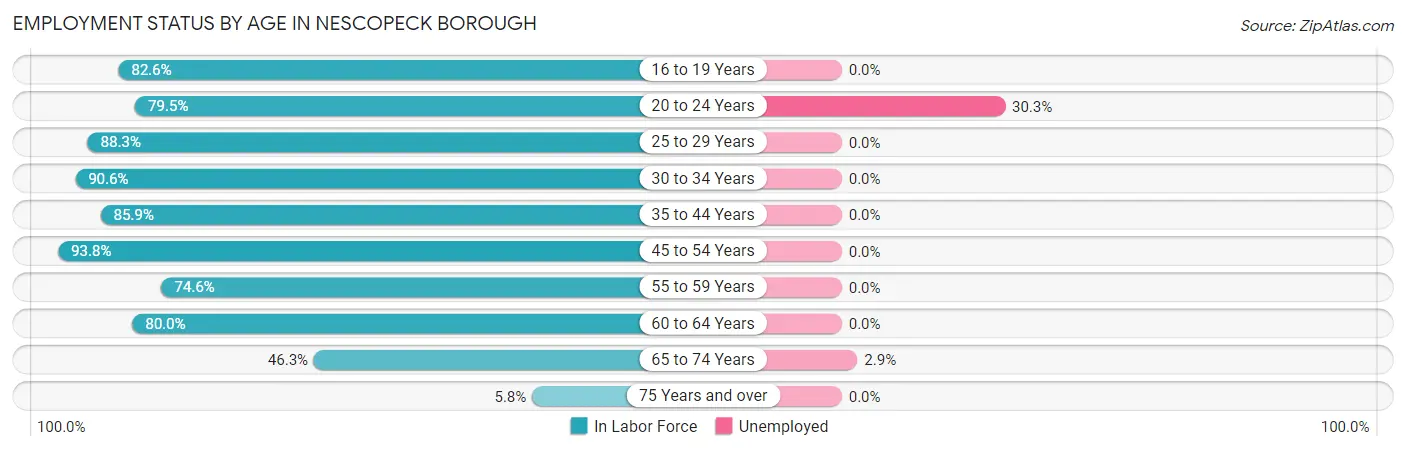 Employment Status by Age in Nescopeck borough