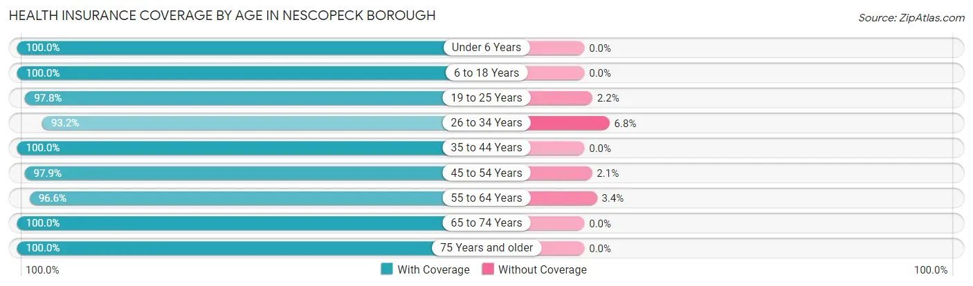 Health Insurance Coverage by Age in Nescopeck borough