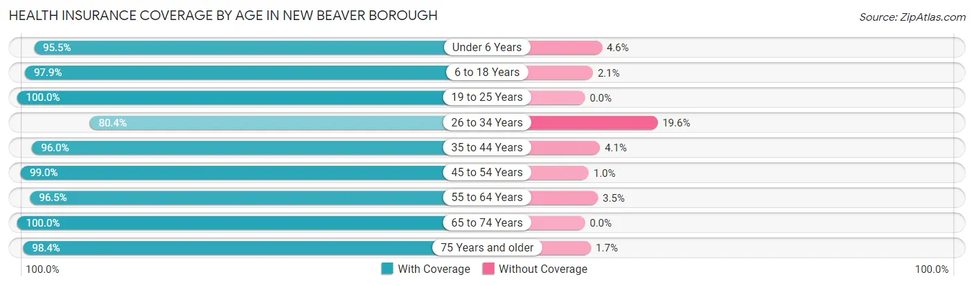 Health Insurance Coverage by Age in New Beaver borough
