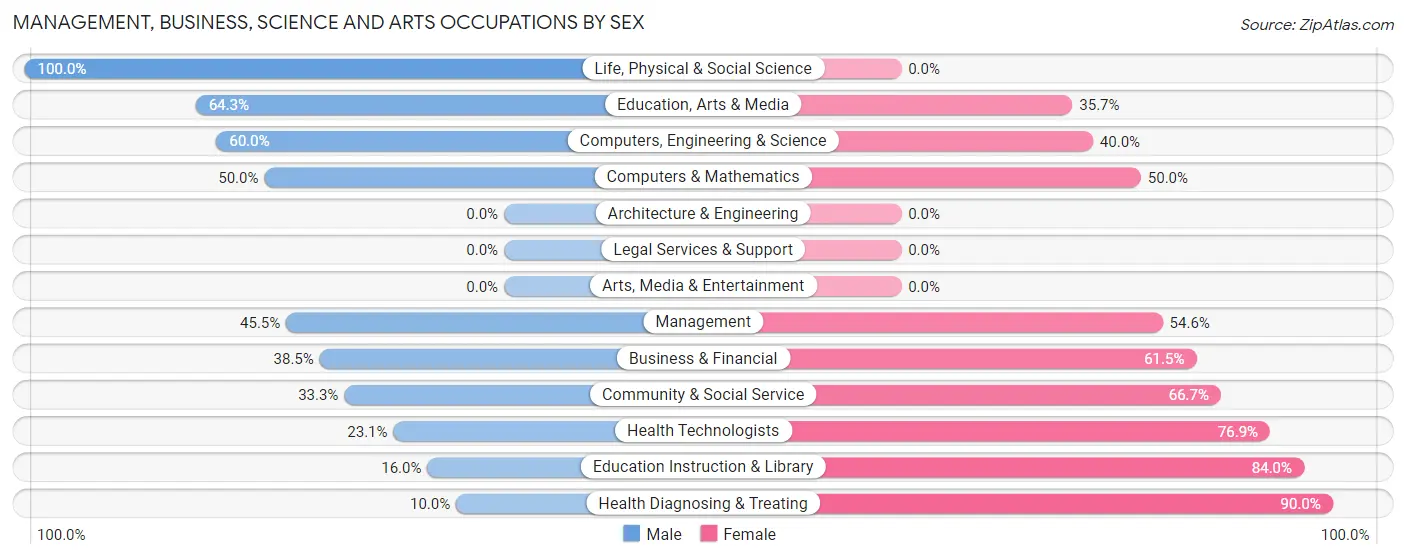 Management, Business, Science and Arts Occupations by Sex in New Beaver borough