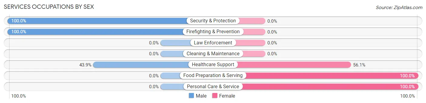 Services Occupations by Sex in New Bedford