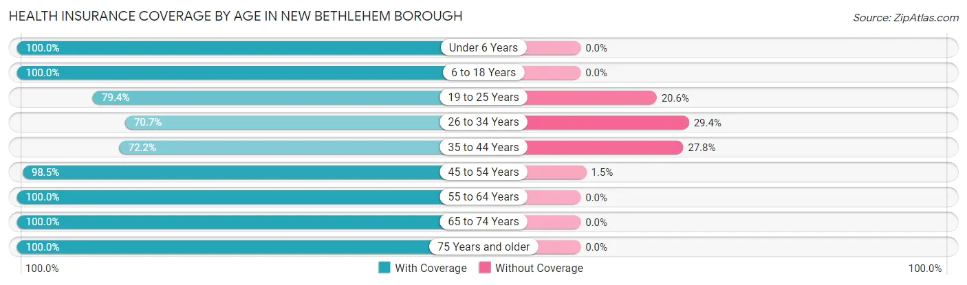 Health Insurance Coverage by Age in New Bethlehem borough