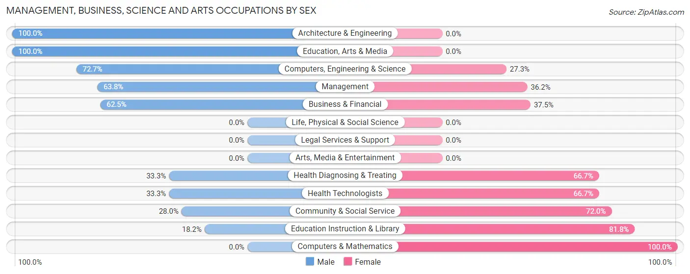Management, Business, Science and Arts Occupations by Sex in New Bethlehem borough