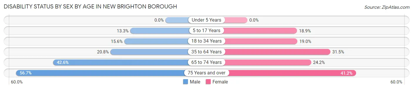 Disability Status by Sex by Age in New Brighton borough