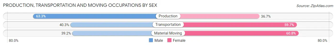 Production, Transportation and Moving Occupations by Sex in New Brighton borough